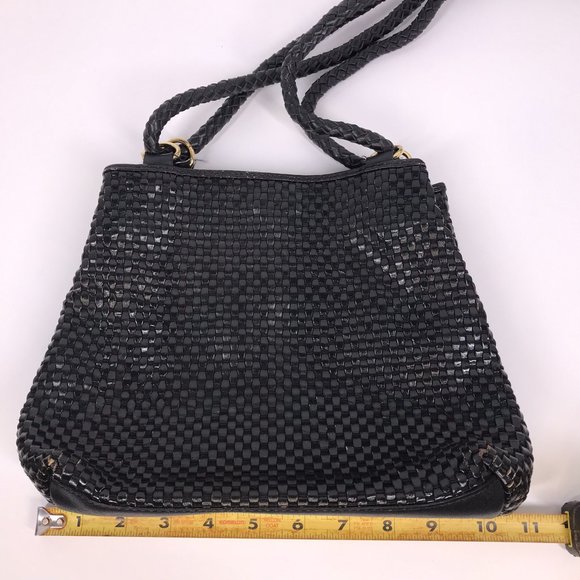 Vintage Valerie Steven Black Woven Leather Gold Hardware Shoulder bag - Picture 9 of 11